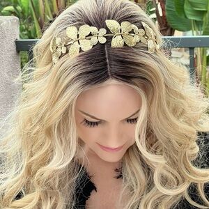 Allover Gold Butterfly Small Large Etched Metal Boho Minimalist Preppy Headband